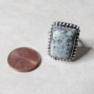 Milky Green Dendritic Agate Ring - Sz 7.25 - Minimalist Southwest & Boho Vibes